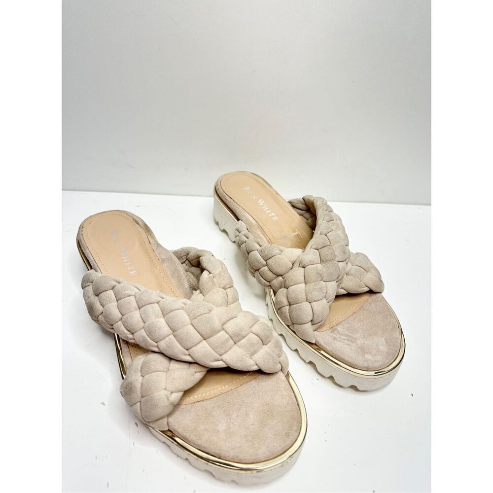 Ron White Sandals Braided Womens Size 8US Crisscross Suede Slide - Picture 3 of 10